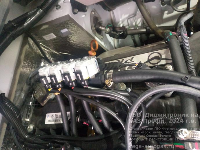 газовая рампа Digitronic, установка на УАЗ Профи 236022, 2024 г.в., 2.7 л., 149,6 л.с., с пробегом 1 378 км., ВЗУ на газовом баллоне, цилиндрический баллон 90 литров на раме, с левой стороны, за кабиной, Нижний Новгород, Дзержинск